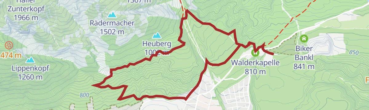 Route map: Runstbodenrunde mittelschwere Nordic Walking Runde in Absam, Tirol